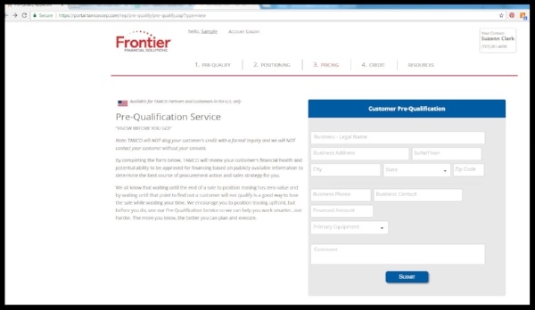 FFS Pre-Qualification Tool Screen